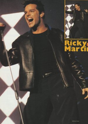 Ricky Martin Menudo teen magazine pinup clipping leather jacket Tiger Beat pix
