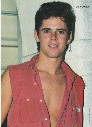 Tommy Howell Tom Howell Duran Duran teen pinup clipping open red shirt chest pix