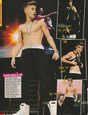Justin Bieber Selena Gomez teen magazine pinup clipping boxers shirtless Pix
