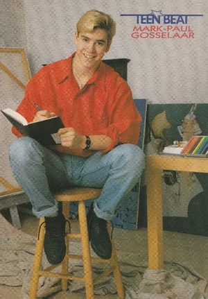 The Party Mark Paul Gosselaar teen magazine pinup clipping legs open bar stool