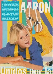 Aaron Carter teen pinup clipping laying down overalls child star Japan pix RARE