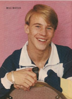 Doug Emerson teen magazine pinup clipping Teen Machine 90210 behind a chair Pix