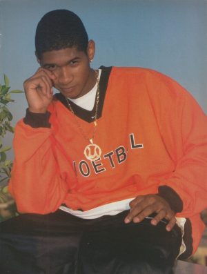 Usher teen magazine pinup clipping young R & B Singer orange shirt outside Rare
