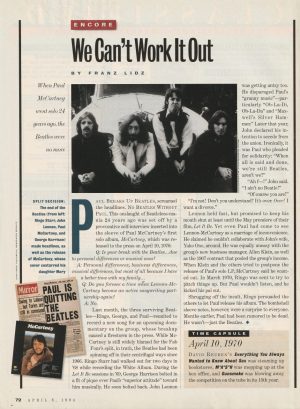 Paul Mccartney teen magazine pinup clipping Beatles We can't work it out Pix