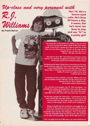 R.J. Williams teen magazine pinup clipping Rattle and Roll Teen Set Young boy