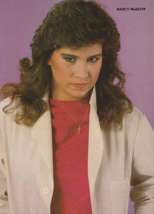 Nancy Mckeon Jennifer Beals teen magazine pinup clipping pink shirt Teen Machine