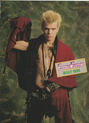 Billy Idol teen magazine pinup clipping shirtless Super Stars red shirt rock