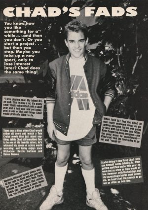 Chad Allen teen magazine pinup clipping shorts legs Teen Set Fads Pix Young