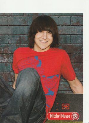 Mitchel Musso teen magazine pinup clipping red shirt jeans hot pose pix Pop Star