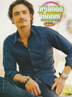 Orlando Bloom Black Eyed Peas teen magazine pinup clipping blue shirt J-14 Pix
