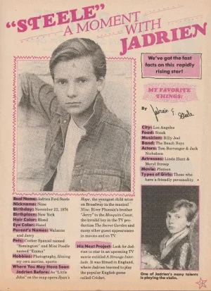 Jadrien Steele teen magazine pinup clipping lot A strange Interlude Tiger Beat