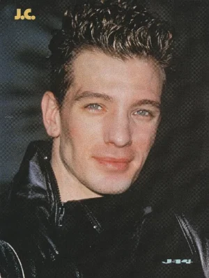 JC Chasez Nsync teen magazine pinup clipping leather jacket J-14 headshot Pix