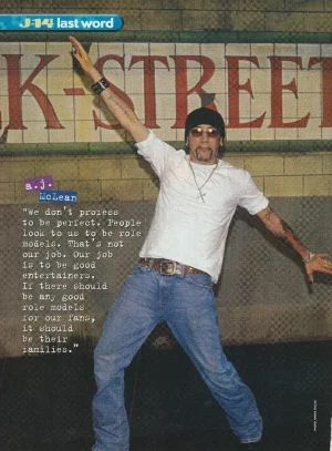 AJ Mclean Alexander James teen magazine pinup clipping jeans white shirt J-14