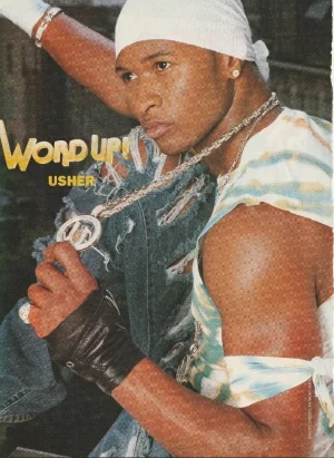 Usher teen magazine pinup clipping necklace Word Up hard to find Rare Pix
