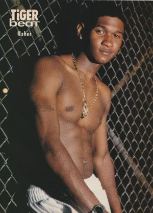 Usher teen magazine pinup clipping shirtless white pants watch Tiger Beat Pix