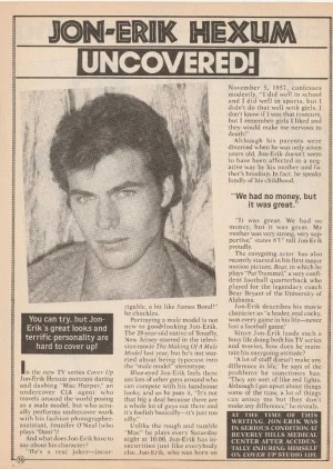 Jon Erik Hexum teen magazine pinup clipping Uncovered Bop Pix Rip teen idols