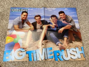 Big Time Rush Justin Bieber teen poster clipping beach barefoot Quizfest boyband