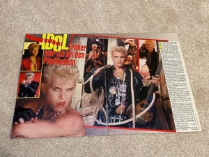 Billy Idol teen magazine clipping shirtless rop leather jacket Bravo super star