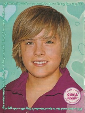 Cole Sprouse teen magazine pinup clipping headshot purple shirt teen idols pix