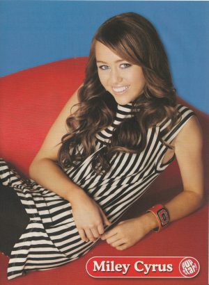 Miley Cyrus teen magazine pinup clipping Disney Star red chair Pop Star Pix