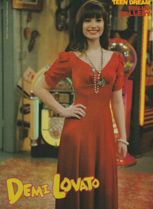 Demi Lovato teen magazine pinup clipping red dress full body Teen Dream Pix