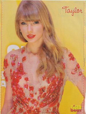 Taylor Swift Ariana Grande teen magazine pinup clipping red dress award show