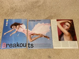 Lindsay Lohan teen magazine clipping child stars pink dress vintage pix