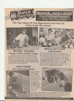 Max Elliott Slade Chad Power Michael Treanor teen magazine clipping 3 Ninjas