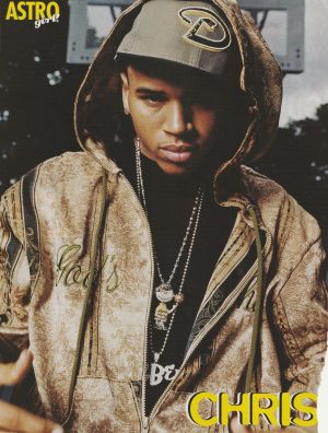Chris Brown teen magazine pinup Collectible hat Astro M pop star pic music icon