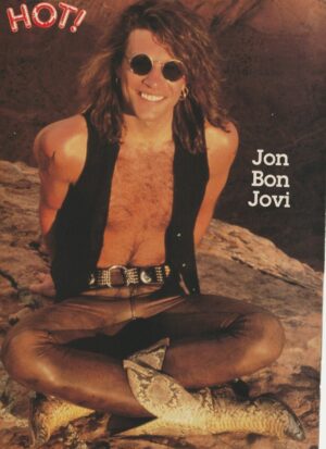 Jon Bon Jovi teen magazine pinup clipping shirtless leather black vest rocks Hot mag
