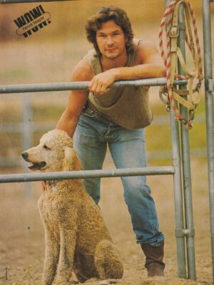 Patrick Swayze Dweezi Zappa teen magazine pinup clipping muscles fence jeans Wow mag