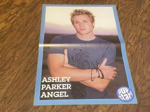 Ashley Parker Angel O-town teen poster clipping vintage blue shirt crossed arms