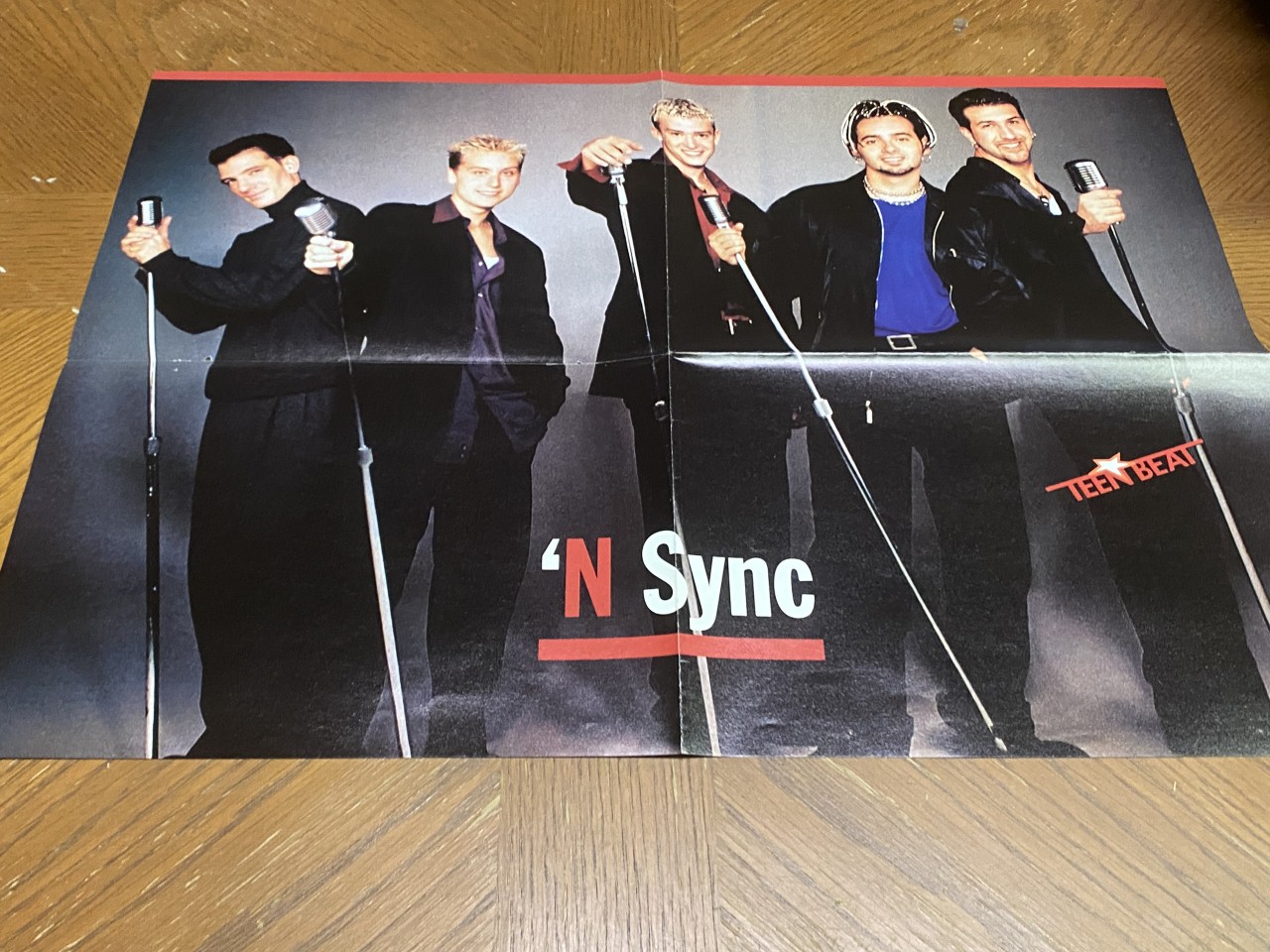 Nsync Five teen magazine poster clipping foldout old mics boy band 90's Pic