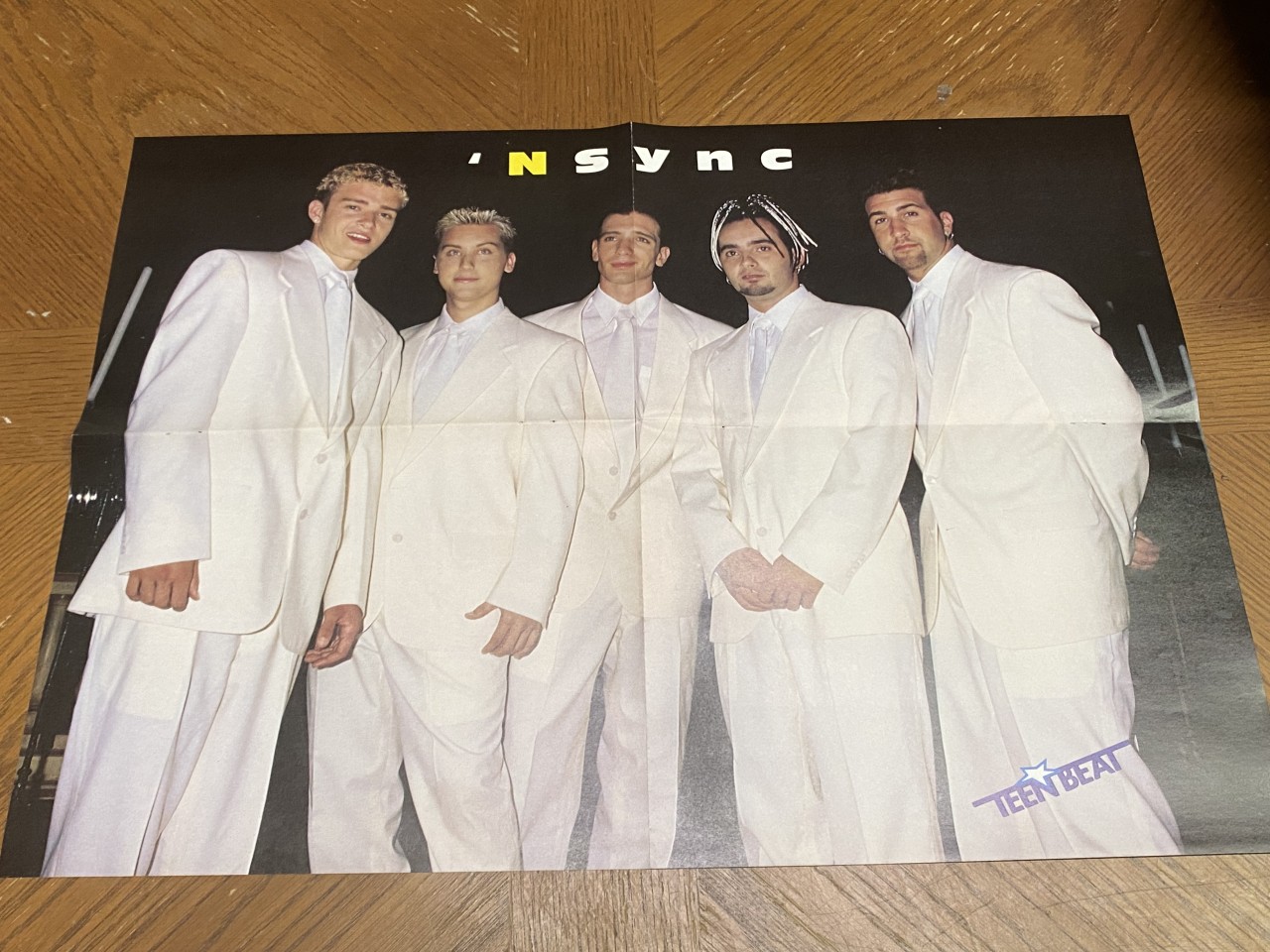 Nsync Five teen magazine poster clipping foldout old mics boy band 90's suits - Image 2