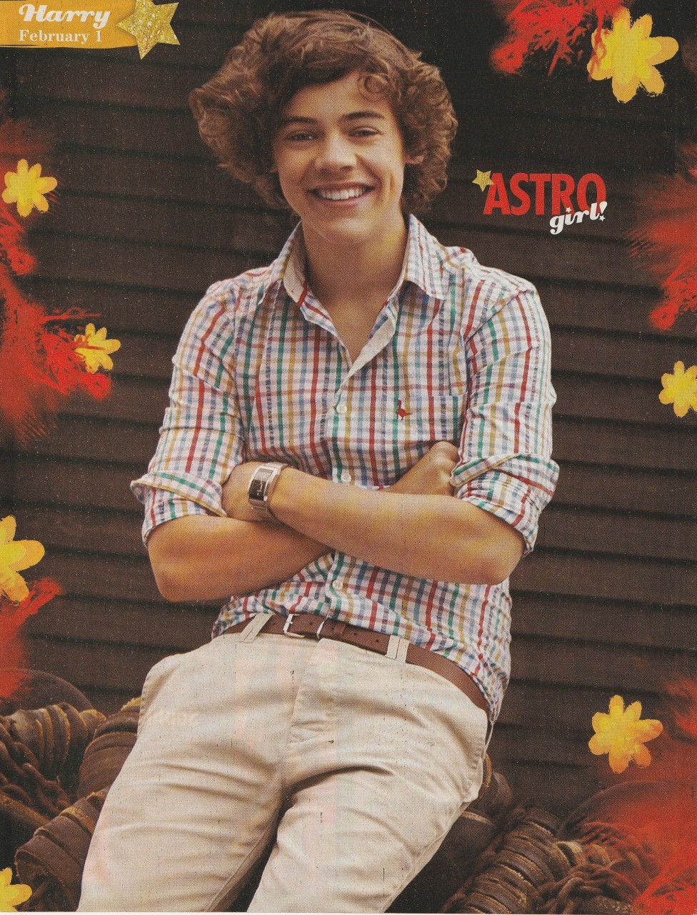 Harry Styles One Direction teen magazine pinup Astro crossed arms Pix