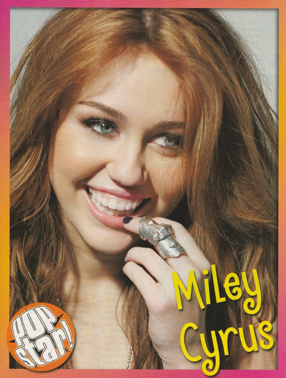 Miley Cyrus teen magazine pinup clipping cutting black nail polish ring lips
