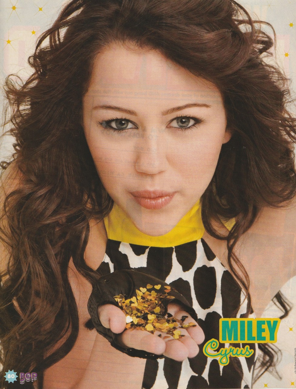 Miley Cyrus teen magazine pinup clipping cutting kiss me lips confetti Bop young