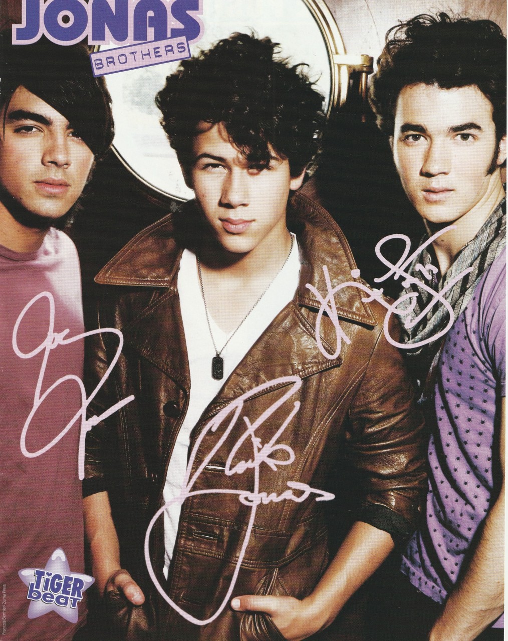 Jonas Brothers teen magazine pinup clipping cutting leather jacket Tiger Beat