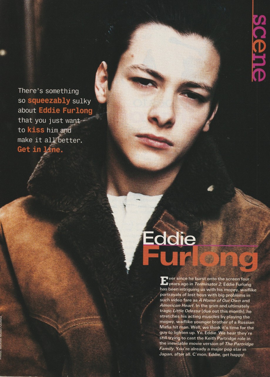 Edward Furlong teen magazine pinup clipping brown jacket Scene actor 90's