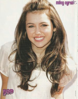 Miley Cyrus teen magazine pinup clipping young Hannah Montana Bop white shirt long hair Pix