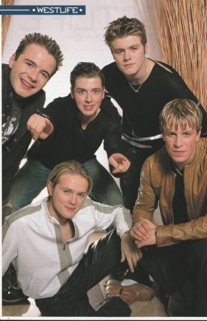 Westlife teen magazine pinup leather jacket hot lads