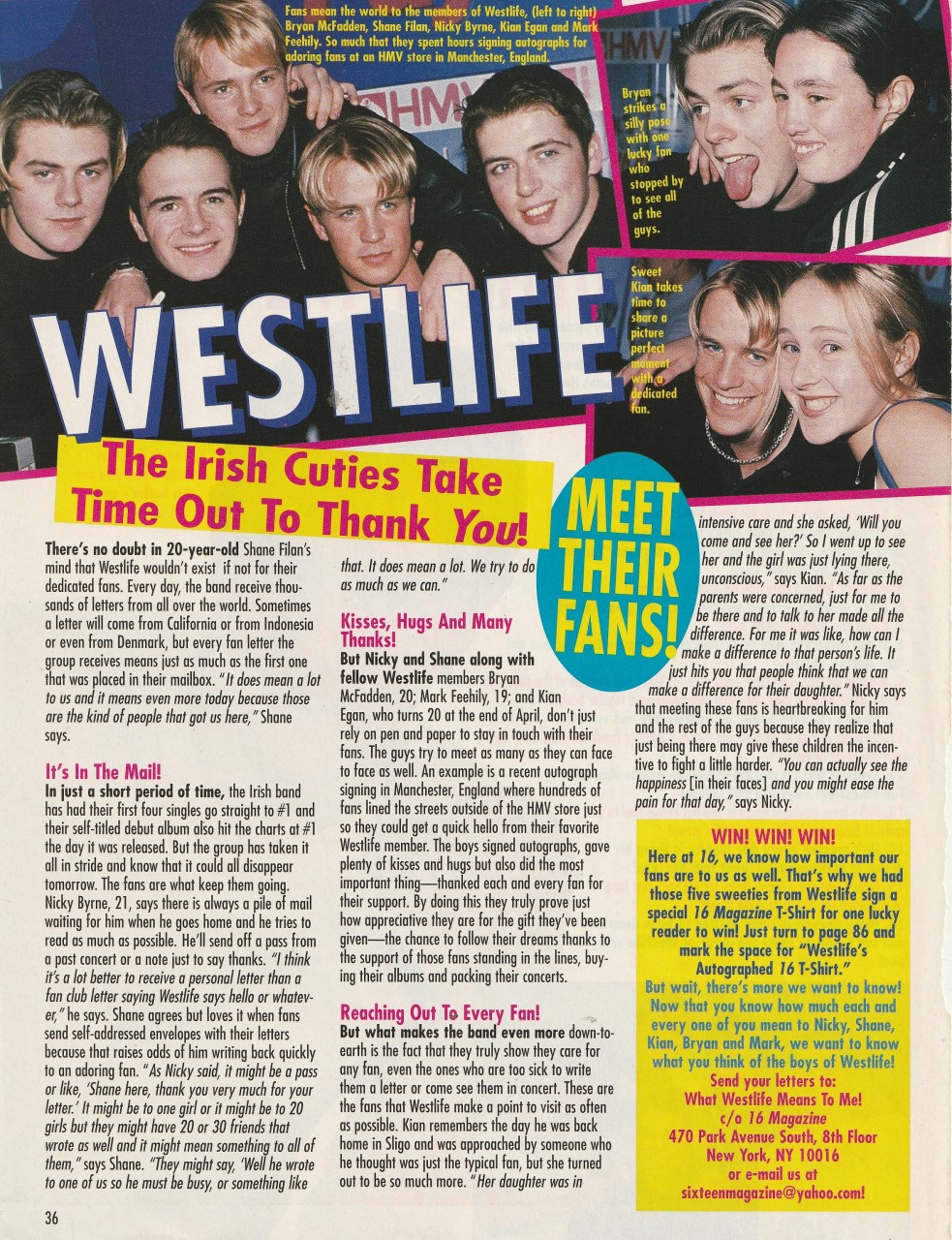 Westlife teen magazine article Irish Cuties take time out to thank you Nicky Byrne hottie of the month - Image 2