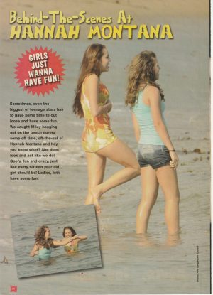 Miley Cyrus Nick Jonas teen magazine pinup clipping barefoot beach sand Pix