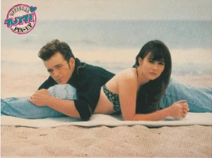Shannen Doherty Luke Perry teen magazine pinup clipping beach swimsuit Tutti pix