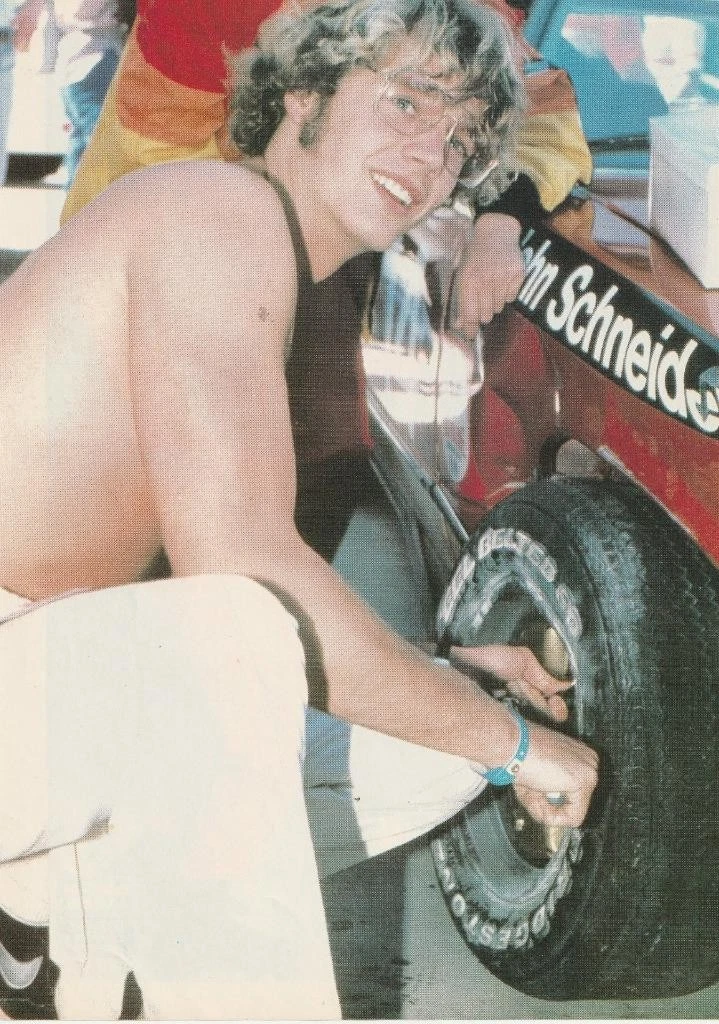 John Schneider teen magazine pinup clipping cutting shirtless race car Teen Beat