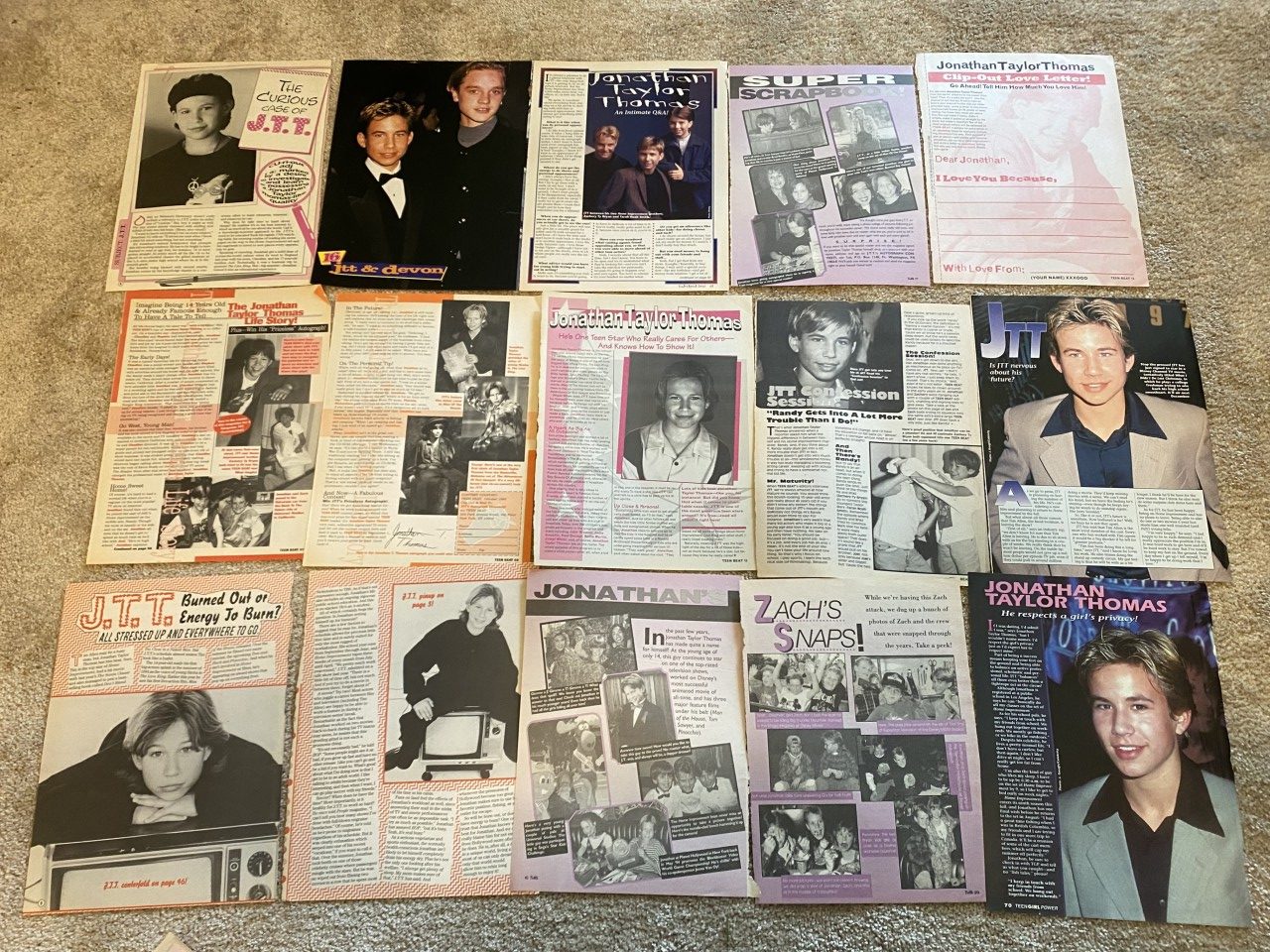 Jonathan Taylor Thomas teen magazine pinup poster clippings lot Bop cuttings JTT - Image 3