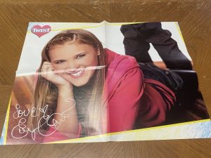 Emily Osment Selena Gomez teen magazine pinup clipping Hannah Montana laying