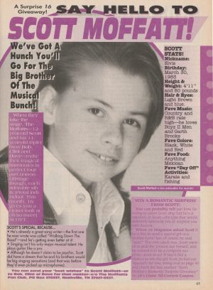 Scott Moffatt teen pinup clipping pre teen 16 mag young boy music 90’s pix