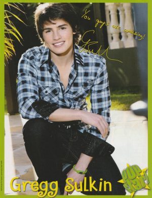 Gregg Sulkin teen magazine pinup clipping vintage squatting black jeans Pix