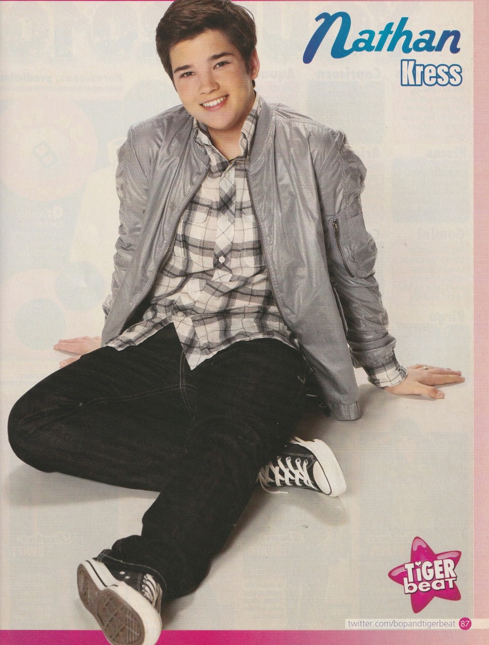 Nathan Kress teen magazine pinup clipping disney star I Carly black jeans actor